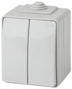 ЭРА Переключатель 2кл IP65, 10АХ-250В, ОУ, Эра Эксперт, серый