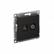 Атлас Розетка RJ45+TV 2-я, мех-зм Карбон (5)